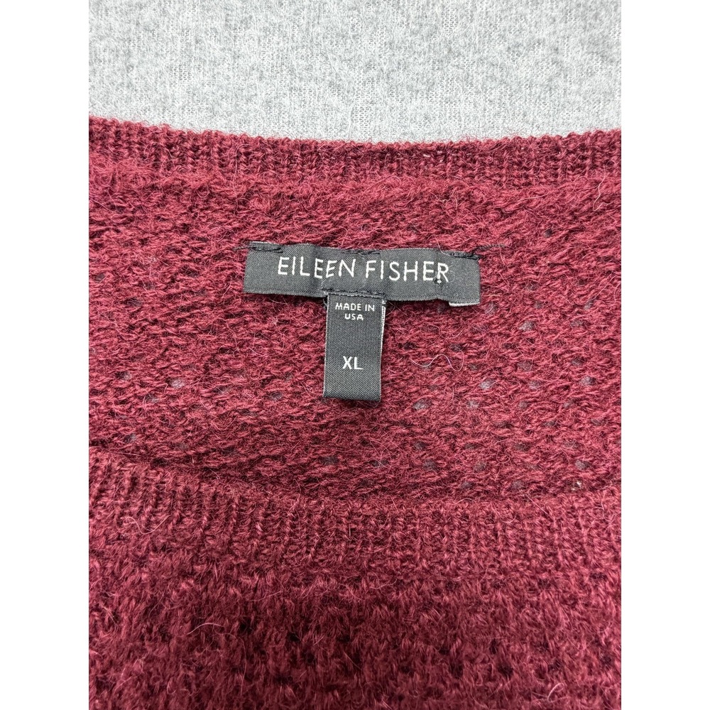 Eileen Fisher Knit Sweater Womens XL Red‎ Alpaca Merino Wool Scoop Neck USA - Picture 6 of 14